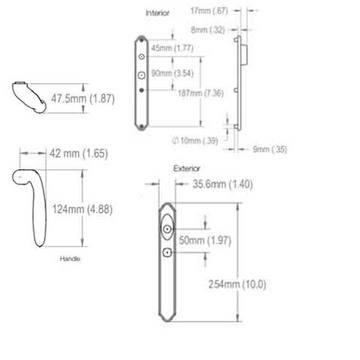HOPPE HLS 9000 Sliding Door Handle Set Verona Lever Active Keyed Oil Rubbed Brass